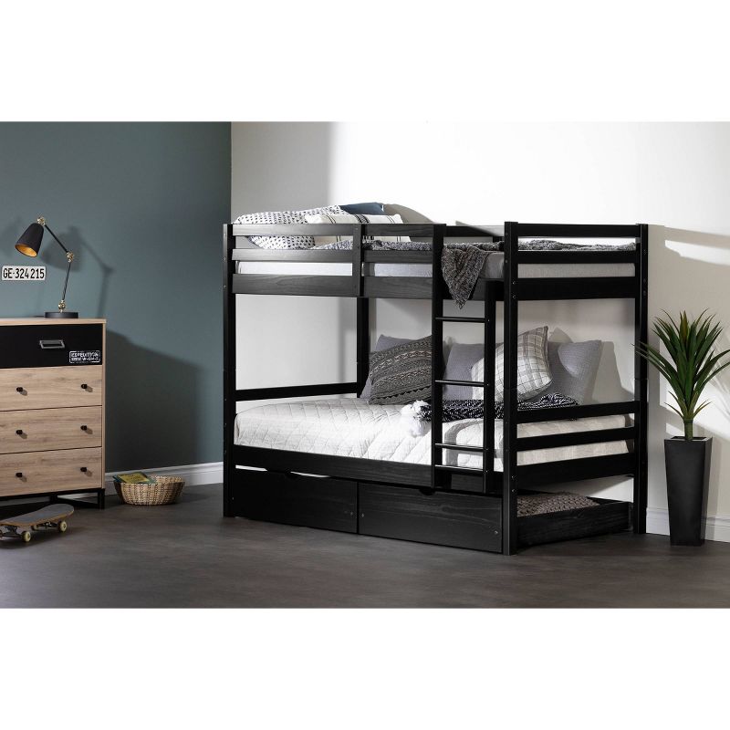 Fakto Kids&#39; Bunk Beds and Rolling Drawers Set Matte Black - South Shore, 4 of 18