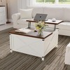 COZONY Coffee Table for Living Room with Lift Top and Storage, Square Industrial Design with X-Shaped Decor, Durable and Stylish, White - 3 of 4