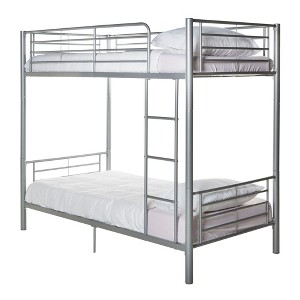 Premium Metal Twin over Twin Bunk Bed - Silver - Saracina Home