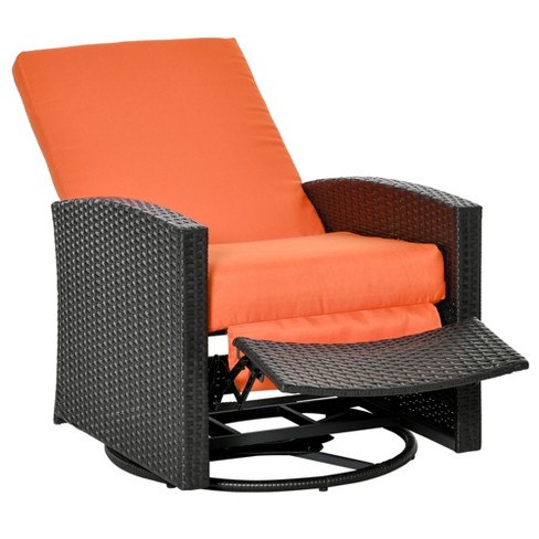 Outsunny Patio Pe Rattan Wicker Recliner Chair With 360° Swivel, Soft  Cushion, Lounge Chair For Patio, Garden, Backyard : Target