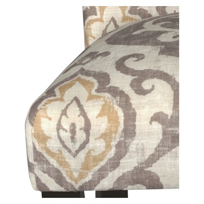Paisley Linen Upholstered Parsons Side Chair with Wood Legs