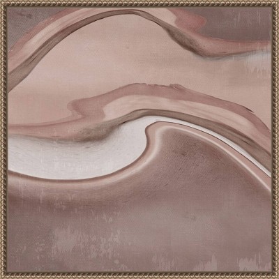 22"x22" Abstract Pink and Brown Canvas Wall Art with Bronze Frame