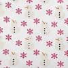 16"x16" Snowmen in Snowstorm Square Throw Pillow Vibrant Pink - e by design: Indoor Polyester Twill, Winter Theme Decor - 2 of 4