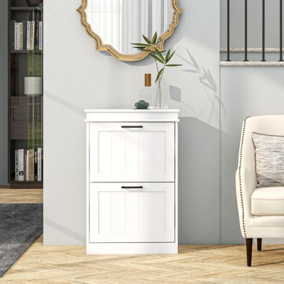 ALEXOUN Shoe Cabinet for Entryway,Shoe Rack Storage Organizer with 2 Flip Drawers & Adjustable Shelves,for Hallway,Small Spaces (Holds 10 Pairs)