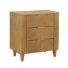 JANSNO Mid-Century Nightstand with 3 Fluted Drawers, Curved Profile & Gold Handles - 2 of 4