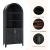 Arched Bookcase with Doors - Modern Bookshelf Storage Cabinet, 5-Tier Open Display Shelf for Home Office Living Room Library - 4 of 4