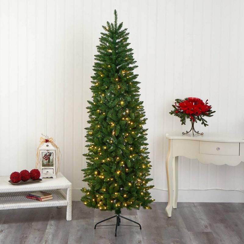 Nearly Natural Pre-Lit LED Slim Green Mountain Pine Artificial Christmas Tree Clear Lights, 6 of 13