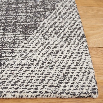 Ivory and Charcoal Wool Handmade Tufted Runner Rug, 2'-3" x 8'