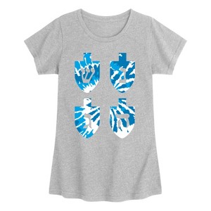 Girls' - Instant Message - Tie Dye Dreidels Fitted Short Sleeve Graphic T-Shirt - 1 of 4