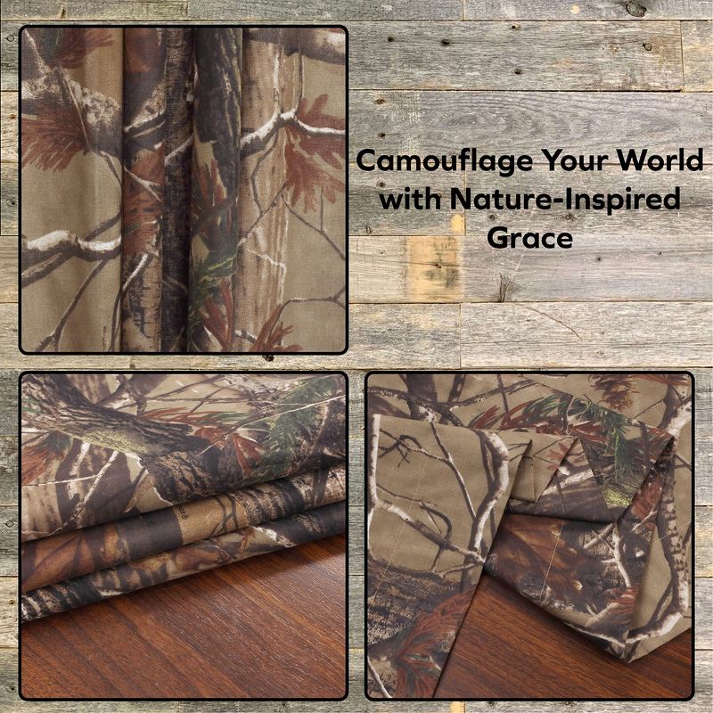 Realtree All Purpose Camouflage Rod Pocket Window Curtains - Camo Drapes in Forest and Rustic Theme, Farmhouse, Living Room, Cabin, and Kitchen, 4 of 7