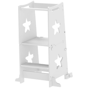 Aghana Digitals Foldable Kids Kitchen Helper Stool with Safety Rail & Non-Slip Pad, Pine Frame, - 1 of 4