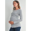 Hello Miz Women's Ribbed Long Sleeve Round Neck Maternity Nursing Top - Heather Grey - Large - 2 of 4