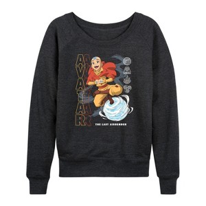 Women's - Avatar: The Last Airbender - Aang Air Bending Lightweight French Terry Wide Neck Long Sleeve Shirt - 1 of 4
