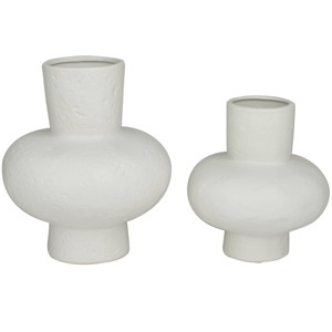 CosmoLiving by Cosmopolitan Set of 2 Ceramic Gourd Style Vase White: Modern Stoneware, Amphora Shape, Tabletop Decor - 1 of 4