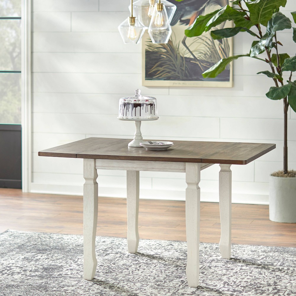 Buylateral Maryland Farmhouse Drop Leaf Dining Table Walnut/White