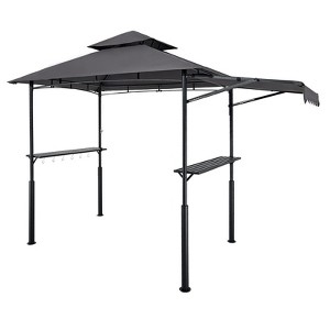 Yukimo 8'×5' BBQ Grill Gazebo Canopy - Double-Tiered Top, Reinforced Steel Frame, Side Shelves & Awning, UV/Weather-Resistant for Outdoor Grilling - 1 of 4