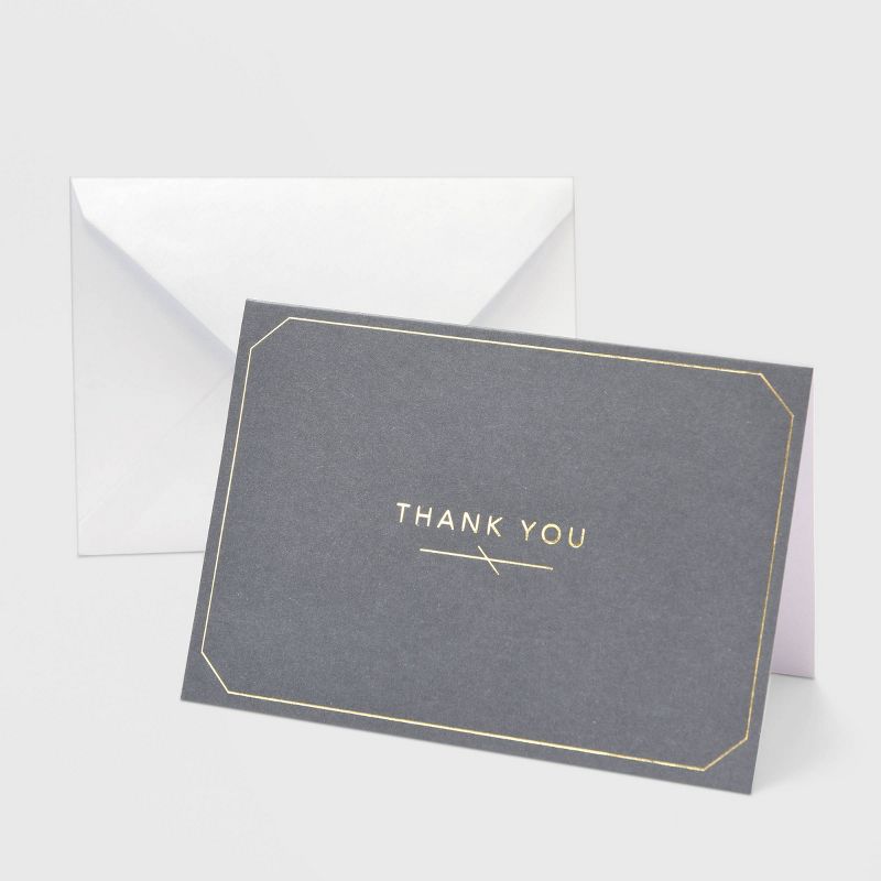50ct Thank You Cards with Foil Border Gray, 1 of 4