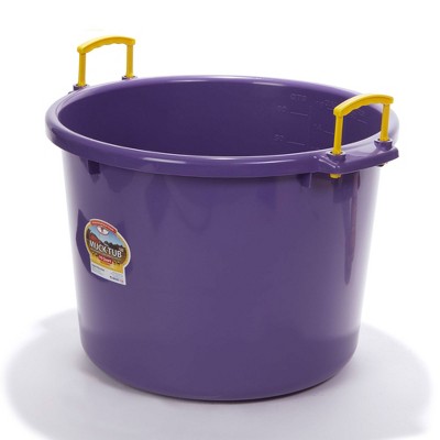 70-qt Plastic Muck Bucket with Rope Handles in Berry Blue