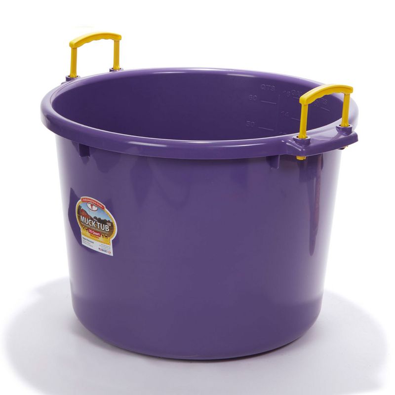Little Giant 70 Quart Muck Tub Durable and Versatile Utility Bucket with Molded Plastic Rope Handles for Big or Small Cleanup Jobs, Purple, 1 of 7