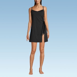 Lands' End Women's D-Cup Chlorine Resistant Sweetheart Swim Dress One Piece Swimsuit - 4 - Black - 1 of 4