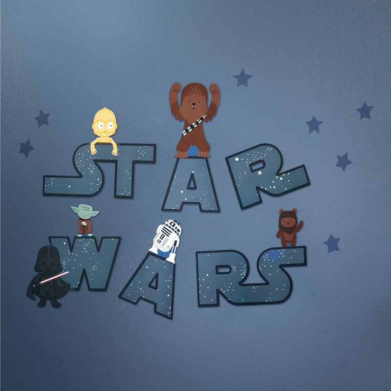 Lambs & Ivy Star Wars Logo Wall Decals w/ Yoda/R2D2/Darth Vader and more - Blue, 3 of 5