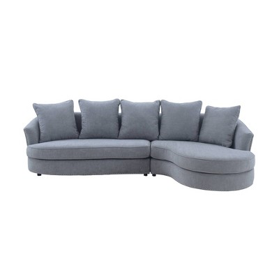 Queenly Fabric Uphostered Corner Sofa Gray - Armen Living