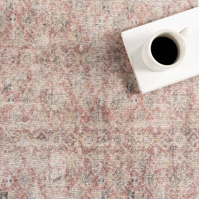 Hillstone Red and Beige Rectangular Synthetic Area Rug