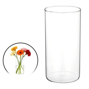 Unique Bargains Glass Bouquet Floating Candle Decorative Cylinder Vase Clear - 1 of 4
