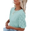 Women's Lightweight Short Sleeve Crewneck Sweaters Knit Pullover Tops with Casual Crochet Sleeve Blouse,Mint Blue - XL - 2 of 3