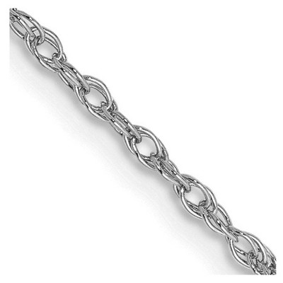 Black Bow Jewelry 1.3mm, 14K White Gold, Solid Baby Rope Chain Necklace