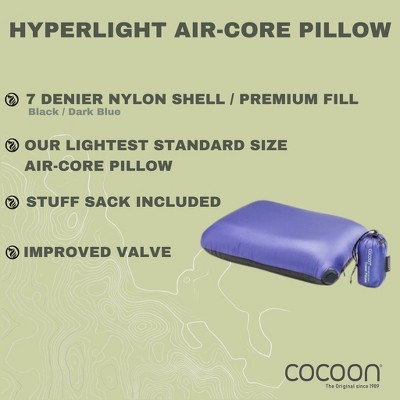 Compact Blue Nylon Inflatable Travel Pillow with Stuff Sack
