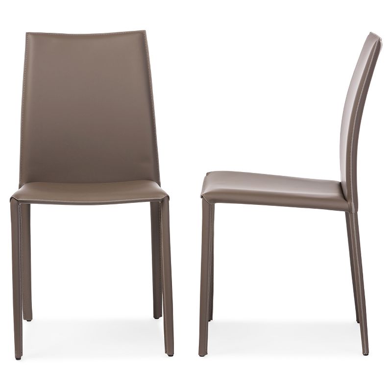 Set of 2 Rockford Modern &#38; Contemporary Taupe Bonded Leather Upholstered Dining Chairs - Baxton Studio, 5 of 6
