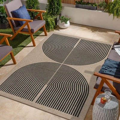 Lahome Modern Back to College Series Rainbow Jute Washable Outdoor Area Rug-Soft, Durable Carpet for Patio, Garden, or Balcony