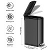 GAOMON 30 Liter Slim Trash Can, 8 Gallon Step Garbage Can with Removable Inner Bucket， Stainless Steel Recycling Bin - 3 of 4