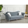 Velvet Rolled Arm Chesterfield Loveseat Sofa with Two Pillow,Tufted for Office Home - 4 of 4