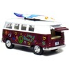 KiNSMART 1962 Volkswagen Classic Bus 1:32 Scale 5" Die Cast Metal Model Toy Van Pullback Acation (4 Set Surfboard Flower Power) - 3 of 4