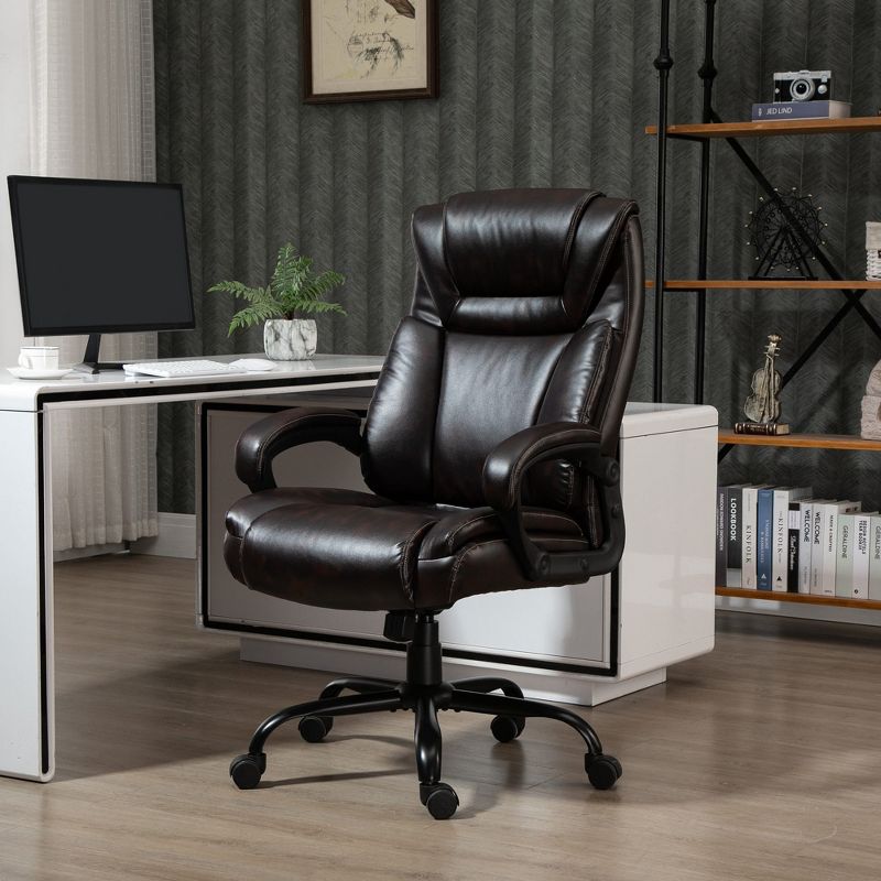 Vinsetto Big and Tall Executive Office Chair 400lbs Computer Desk Chair with High Back PU Leather Ergonomic Upholstery Adjustable Height and Swivel Wheels, 3 of 10