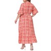 Agnes Orinda Women's Plus Size Boho Floral Bell Sleeve Ruffled Hem Deep V Neck A Line Maxi Dresses - 3 of 4