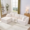 Mjkone 2-Pcs Free Combination Modular Sectional Sofas with Deep Seat,Corduroy L-Shaped Sofa with Chaise Lounge - 2 of 4