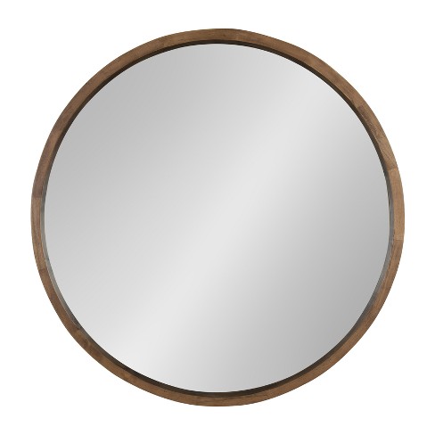 30 x 30 Hutton Round Wood Wall Mirror Rustic Brown - Kate and Laurel