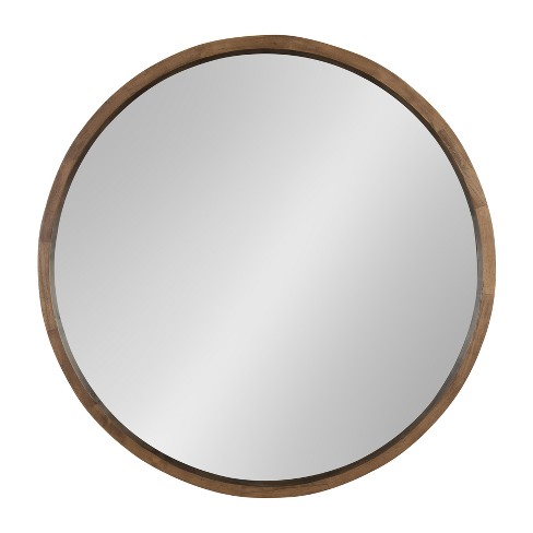 Circle mirror with wooden deals frame