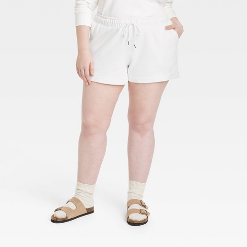 White fleece shorts store womens