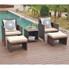 Sunsitt 5pc Outdoor Patio Chairs with Ottoman Side Storage Table Brown - 3 of 4