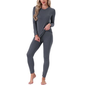 INSPIRE CHIC Womens Thermal Underwear Sets Lightweight Ultra Soft Long Sleeve Shirt Legging Set Base Layer Winter Thermals Long Johns - 1 of 4
