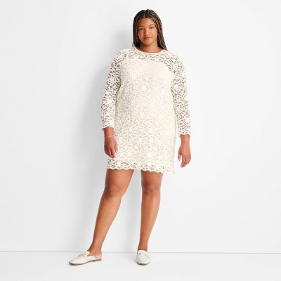 Women's Lace Mini Sheath Dress - Future Collective Cream 2X