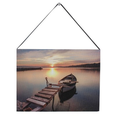 Beachcombers 7.8" Light-Up LED ROWBOAT AT DAWN ART