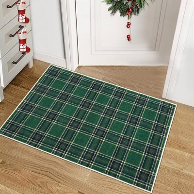 Christmas Area Rug Xmas Buffalo Plaid Rugs Winter Holiday Decorative Non Slip Accent Rug
