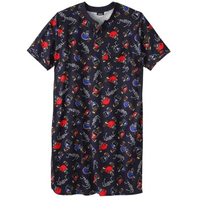 KingSize Men's Big & Tall Short-Sleeve Jersey Henley Nightshirt