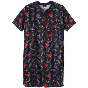 KingSize Men's Big & Tall Short-Sleeve Jersey Henley Nightshirt - 1 of 4