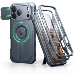 Dexnor for iPhone 17 Pro Max Case, [2 Front Frame & Built-in Flip Camera Cover & Kickstand] - 1 of 3